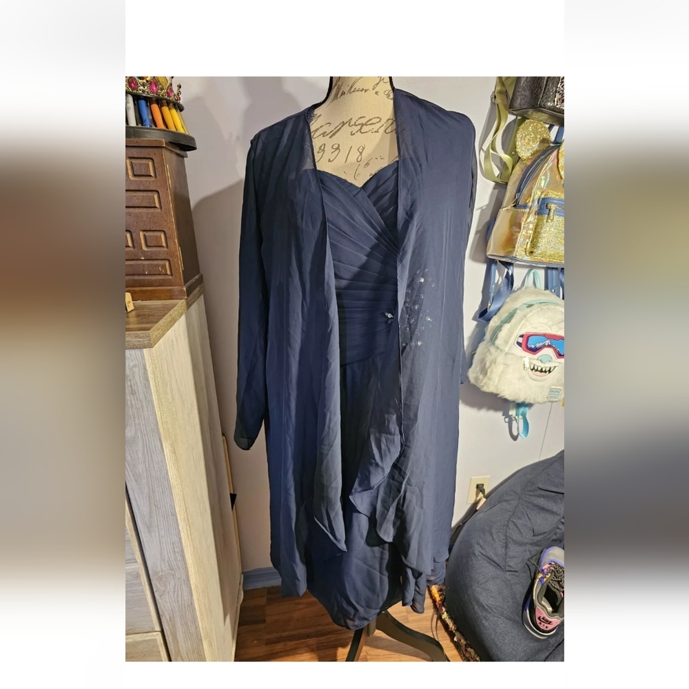 Blue bridal wedding dress formal Size Medium comes with sheer jacket